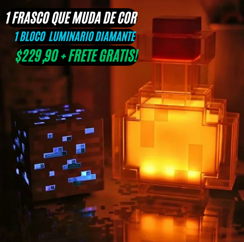Luminária Infantil de LED Recarregável - MINECRAFT