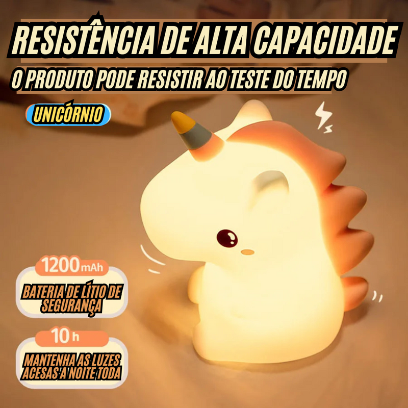 Unicórnio Camaleão 7 Cores de Silicone Sensível ao Toque para Crianças Dormir a Noite.