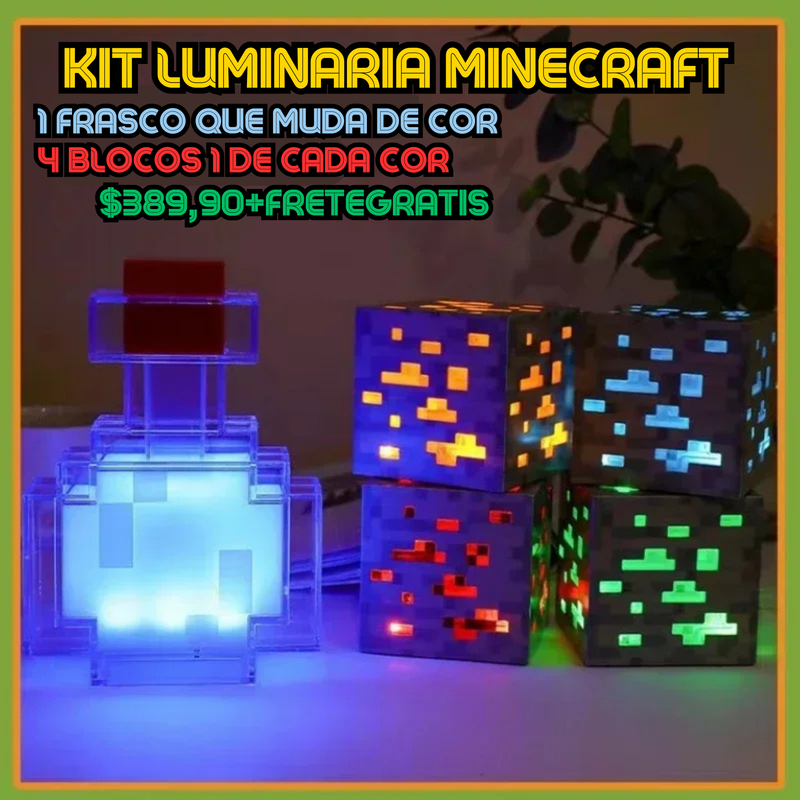 Luminária Infantil de LED Recarregável - MINECRAFT