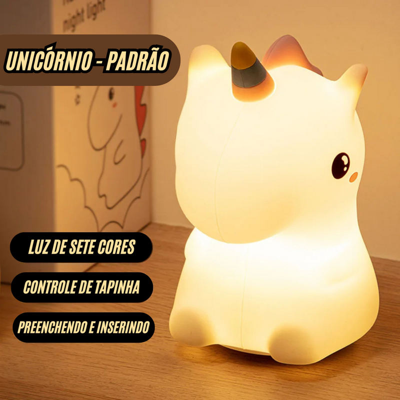 Unicórnio Camaleão 7 Cores de Silicone Sensível ao Toque para Crianças Dormir a Noite.