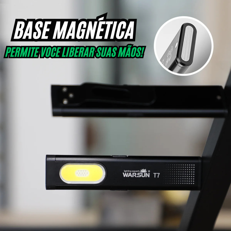 Lanterna Portátil Com Base Magnética e Clip de Bolso / 6 Modos