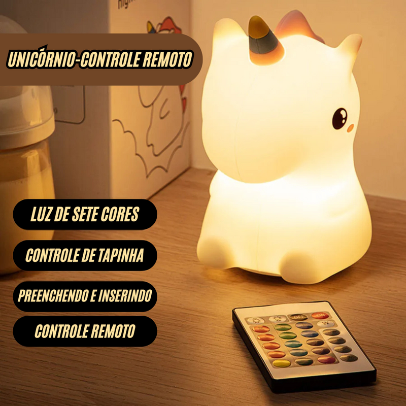 Unicórnio Camaleão 7 Cores de Silicone Sensível ao Toque para Crianças Dormir a Noite.