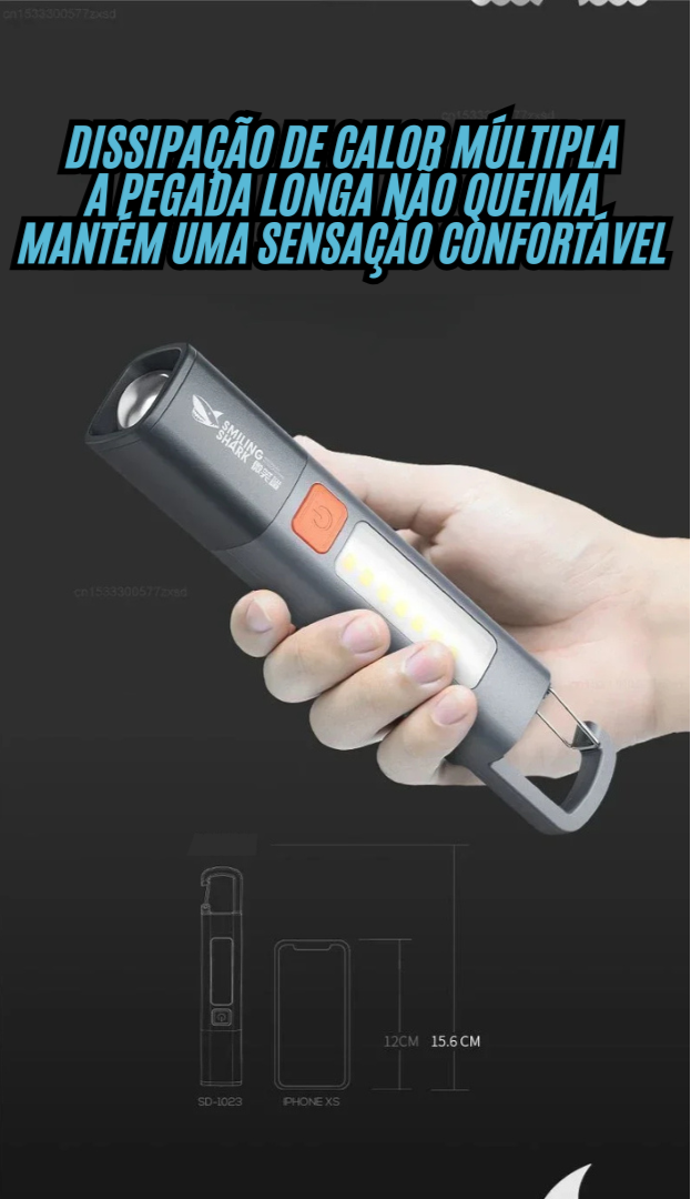 Lanterna Shark Pro a Prova d'Agua Modelo Premium Iluminação a Longa Distancia.
