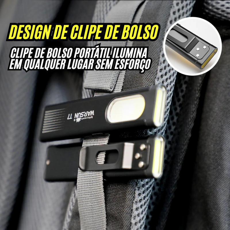 Lanterna Portátil Com Base Magnética e Clip de Bolso / 6 Modos