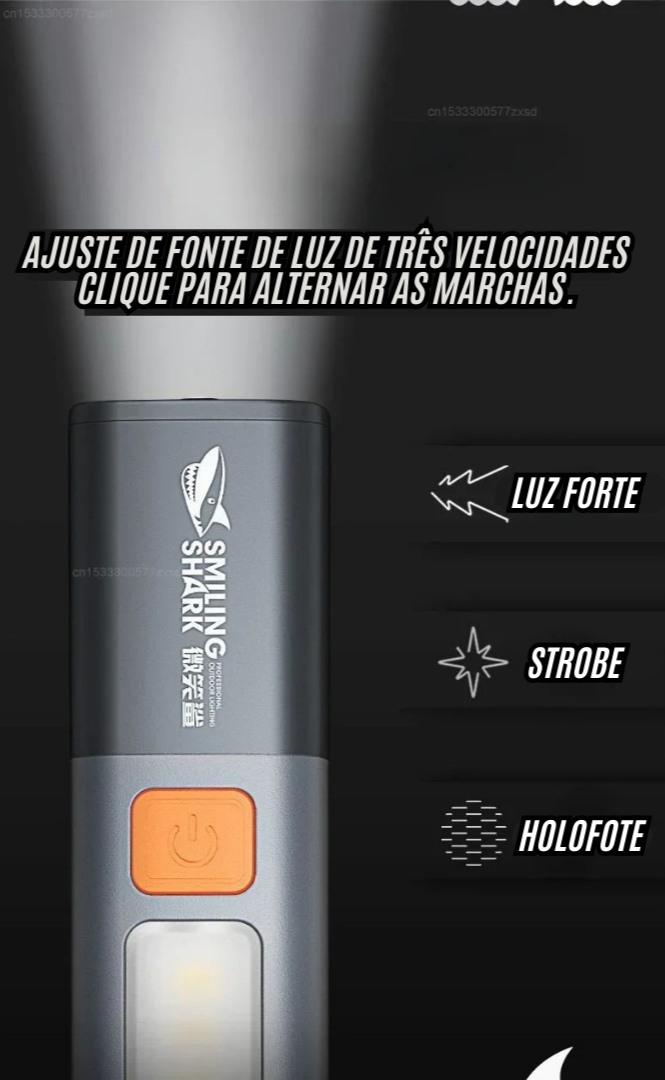 Lanterna Shark Pro a Prova d'Agua Modelo Premium Iluminação a Longa Distancia.