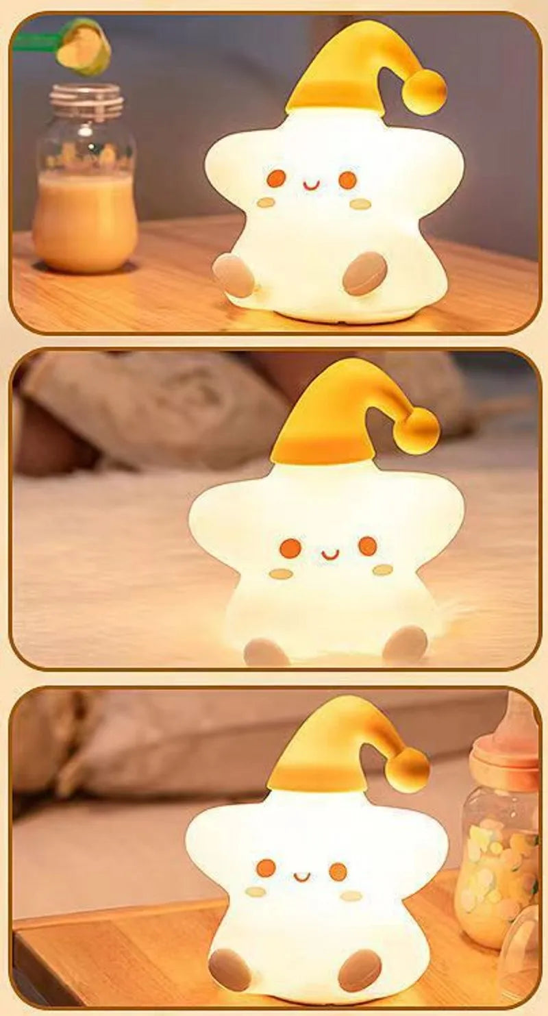 Estrelinha de Silicone Luminária Noturna para Crianças Dormir a Noite.